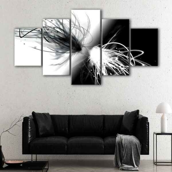 5 panels colliding lines canvas art