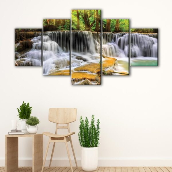 5 panels erawan falls canvas art