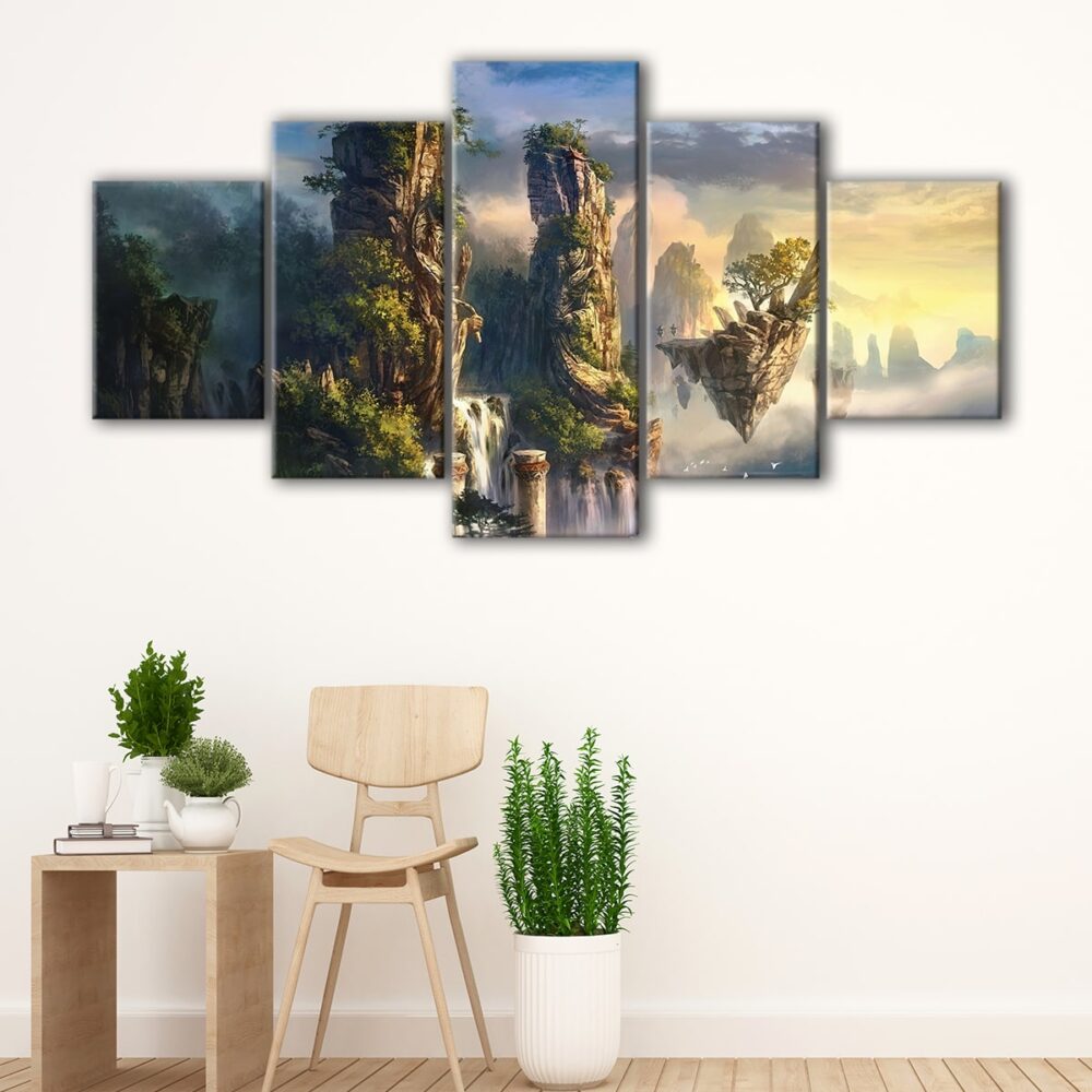 5 panels floating gardens canvas art