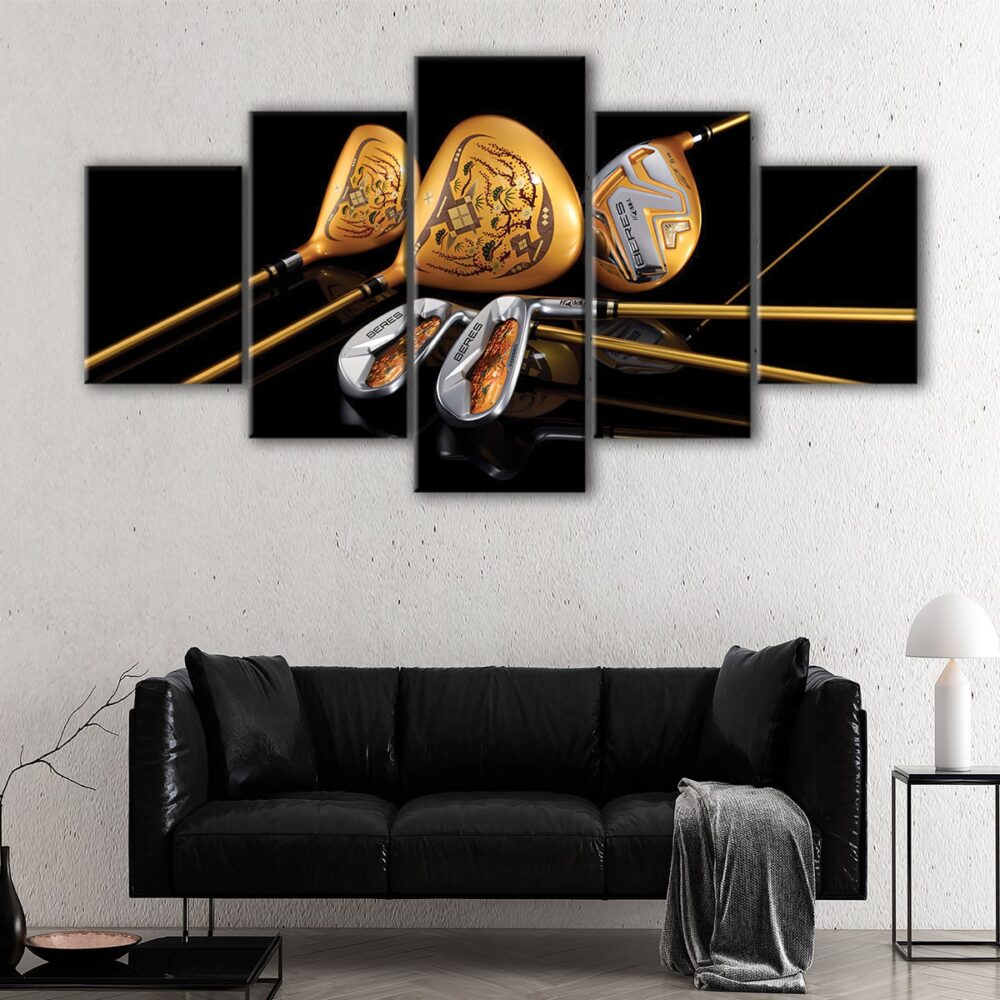 5 panels golf clubs canvas art