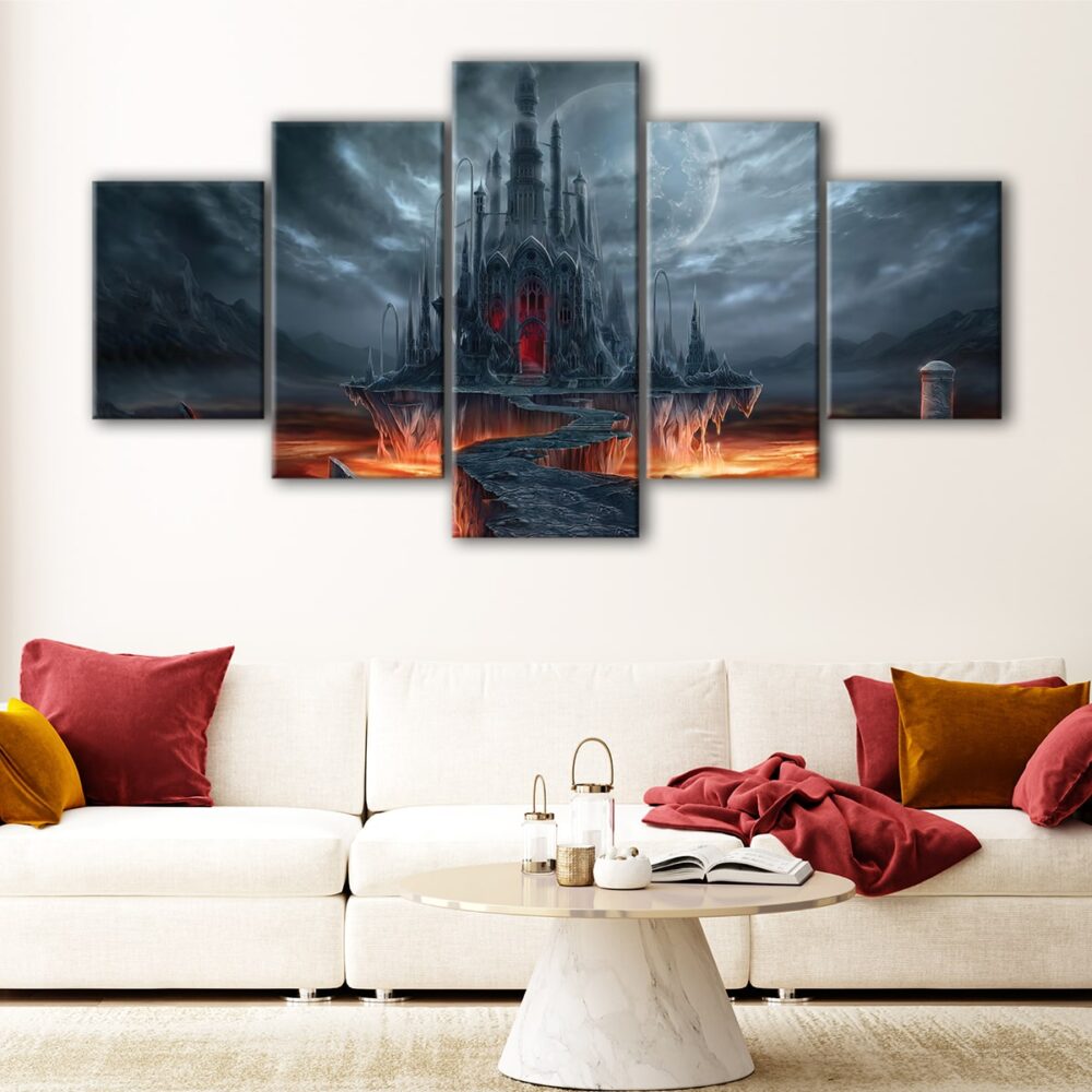 5 panels gothic castle canvas art