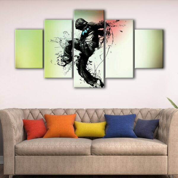 5 panels hip hop dancer canvas art