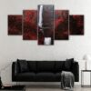 5 panels red autumn waterfall canvas art