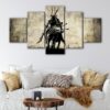 5 panels samurai warrior canvas art