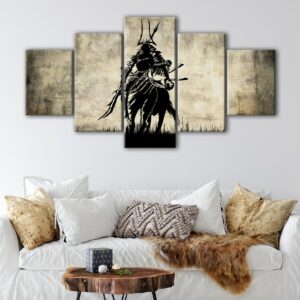 5 panels samurai warrior canvas art