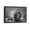 abandoned boat framed canvas black frame
