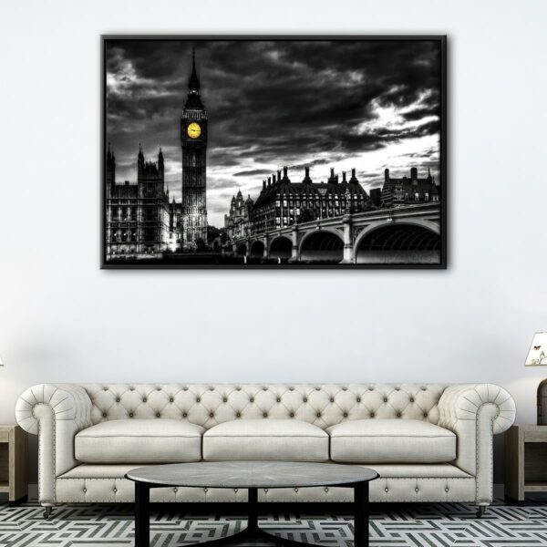 big ben by night floating frame canvas