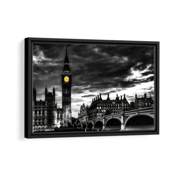 big ben by night framed canvas black frame