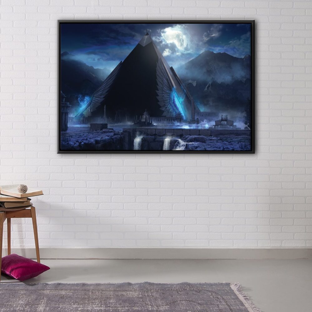 blue pyramid floating frame canvas