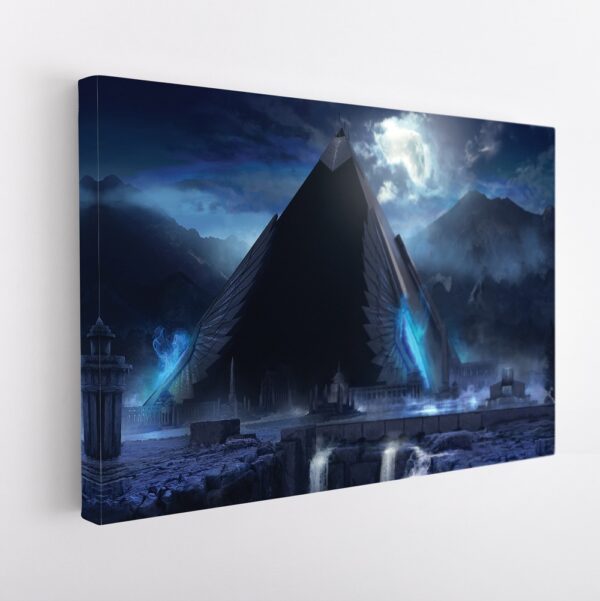 blue pyramid stretched canvas