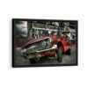 bouncing chevy impala framed canvas black frame