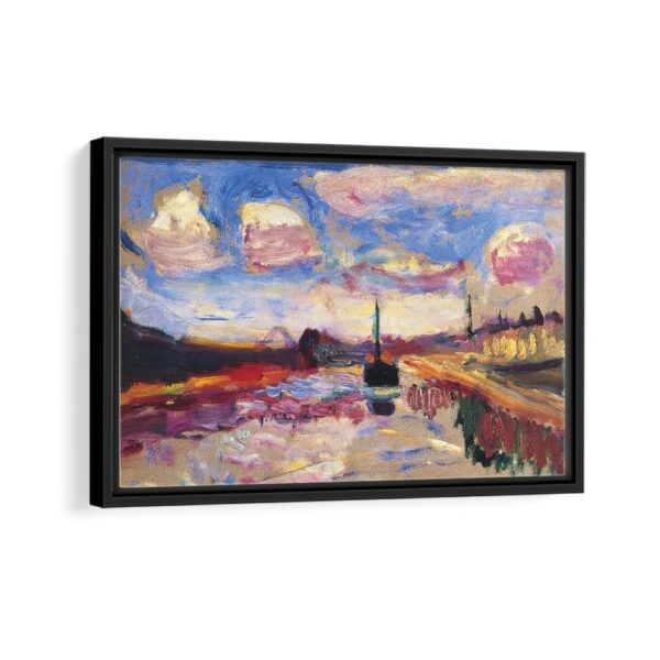 canal du midi framed canvas black frame