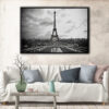 eiffel tower black and white floating frame canvas