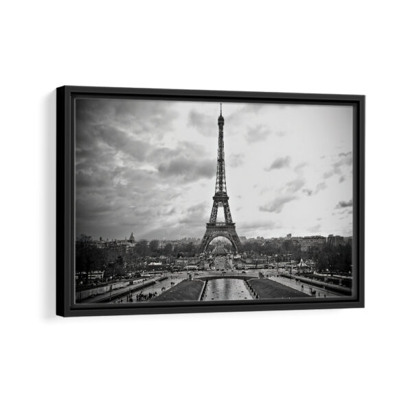 eiffel tower black and white framed canvas black frame