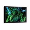 electric green skull framed canvas black frame