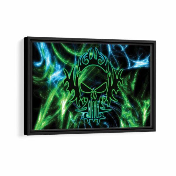 electric green skull framed canvas black frame