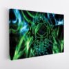 electric green skull stretched canvas