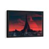 fantasy red mountain framed canvas black frame