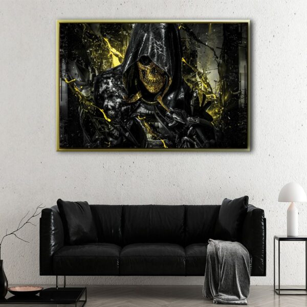 golden skull floating frame canvas