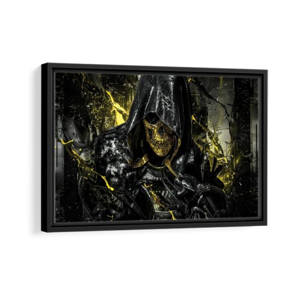 golden skull framed canvas black frame