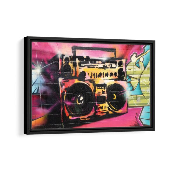 tableau boombox hip hop avec cadre noir