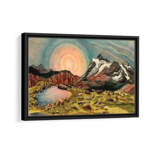 landscape painting framed canvas black frame