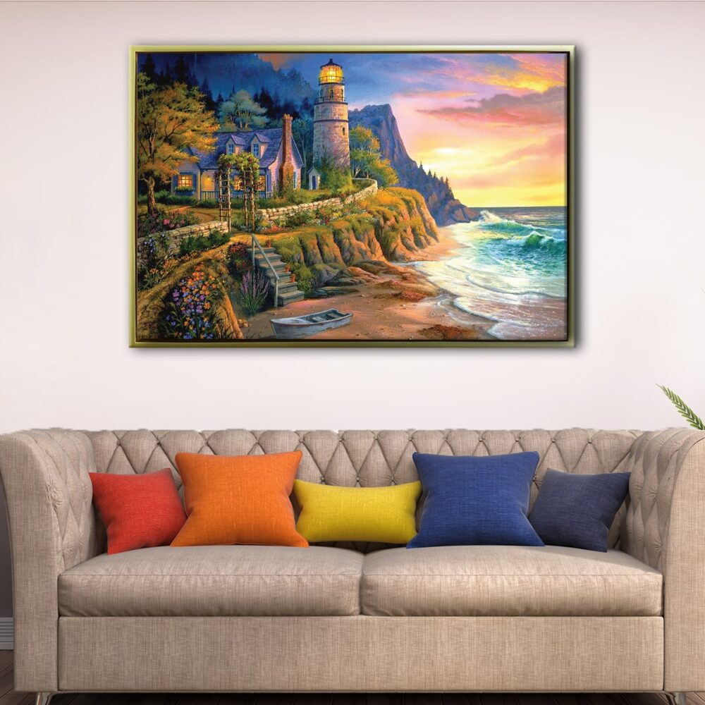 lighthouse giclee floating frame canvas