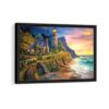 lighthouse giclee framed canvas black frame