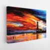 lighthouse sunset giclee stretched canvas