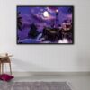 lighthouse under the moon floating frame canvas