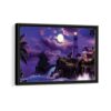 lighthouse under the moon framed canvas black frame