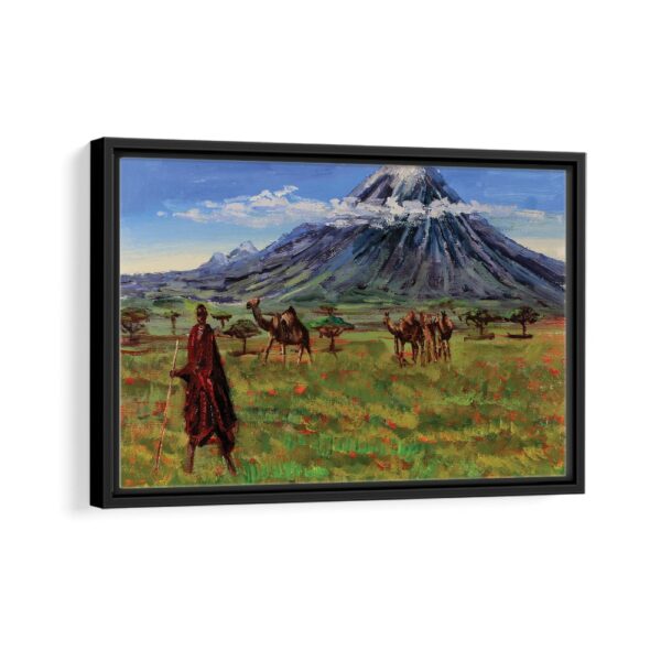 masai shepherd framed canvas black frame