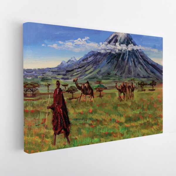 masai shepherd stretched canvas