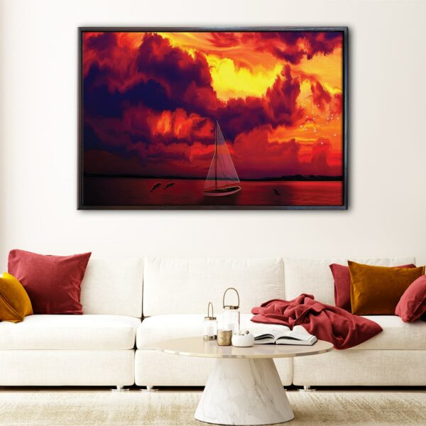 ocean sunset floating frame canvas
