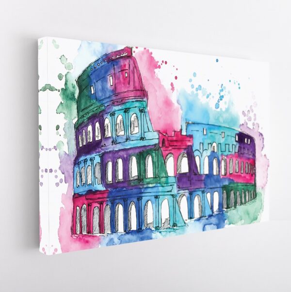 rome watercolor colosseum stretched canvas