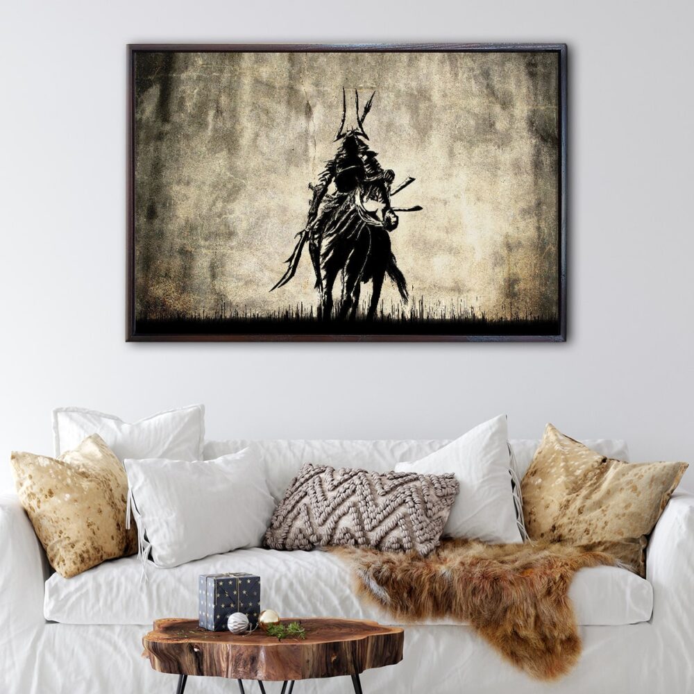 samurai warrior floating frame canvas