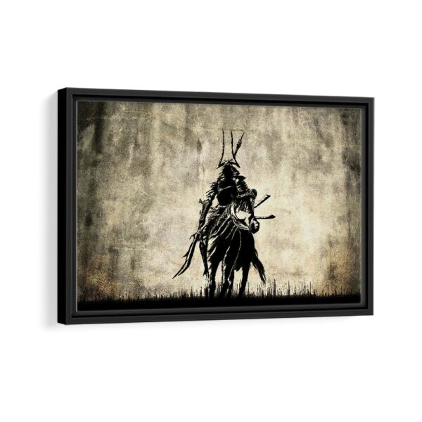 samurai warrior framed canvas black frame