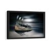 storks on boat framed canvas black frame