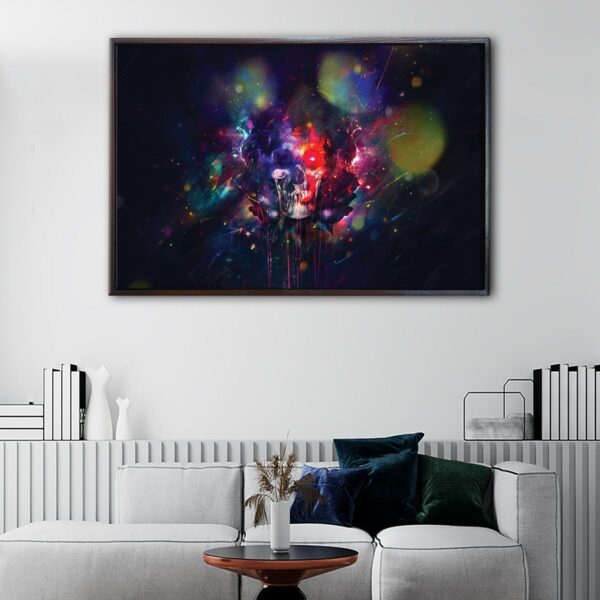 watercolor skull floating frame canvas