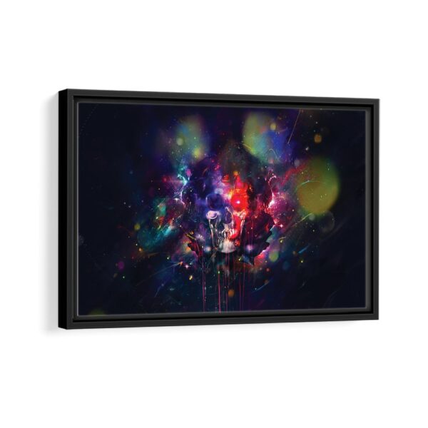 watercolor skull framed canvas black frame