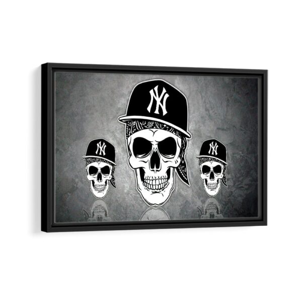 yankees gangster skull framed canvas black frame