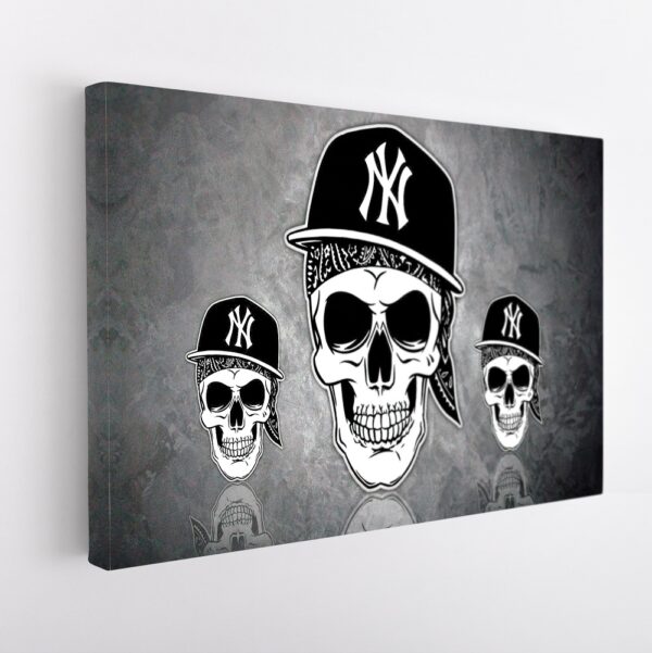 yankees gangster skull stretched canvas