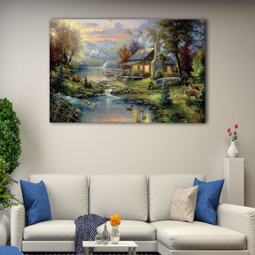 1 panel nature s paradise thomas kinkade canvas art