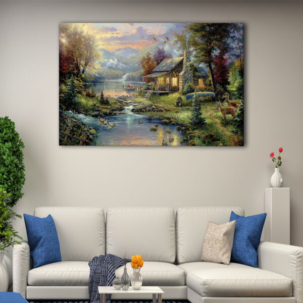 1 panel nature s paradise thomas kinkade canvas art