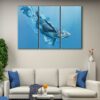 tableau tryptique baleine bleue