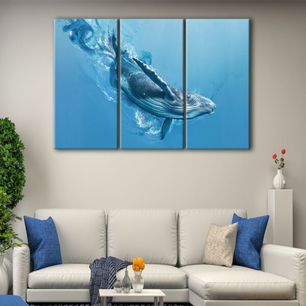 3 panels blue whale canvas art