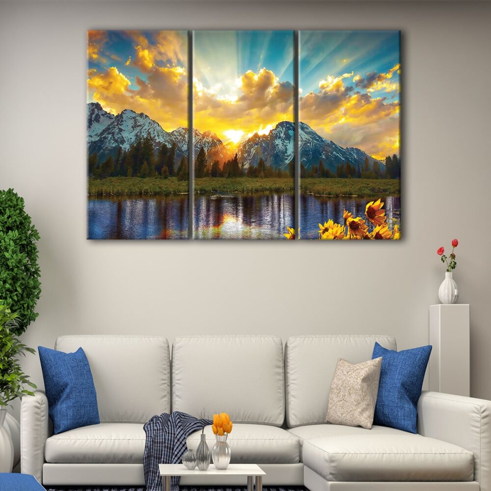 3 panels grand teton park canvas art