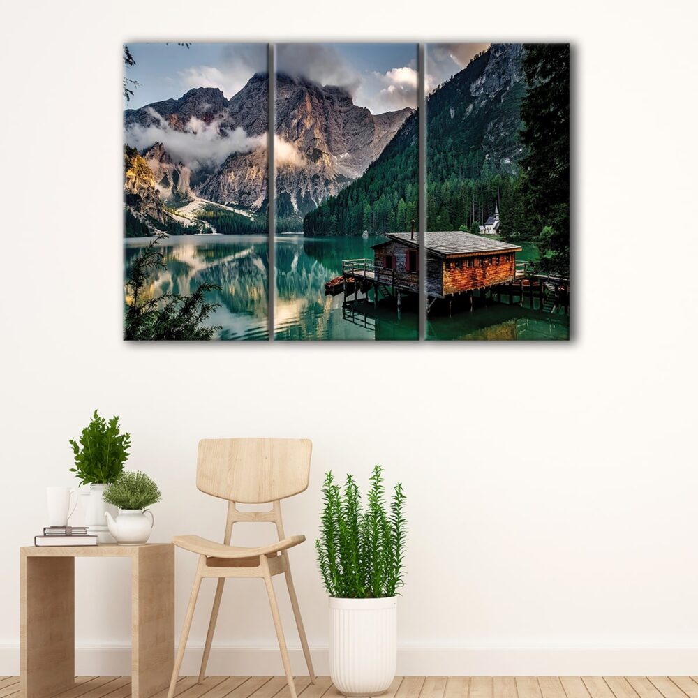 3 panels lake pragser wildsee canvas art