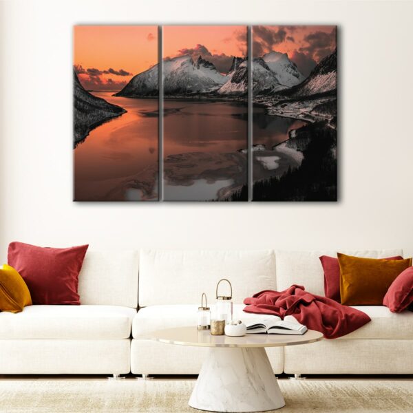 3 panels snowy mountains canvas art