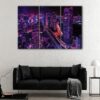 3 panels tokyo by night canvas art